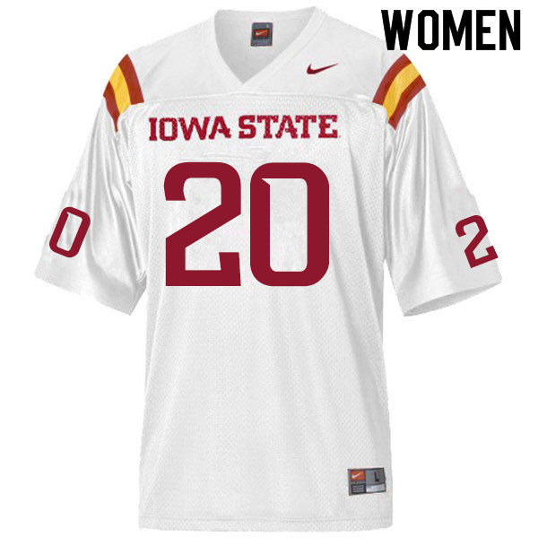 Women #20 Hayes Gibson Iowa State Cyclones College Football Jerseys Sale-White - Click Image to Close